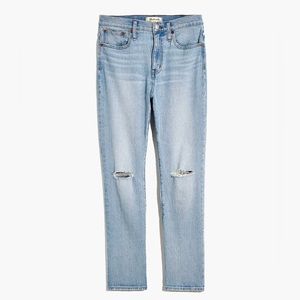 Madewell High-Rise Slim Crop Boyjean in Dumas Wash: Ripped Edition